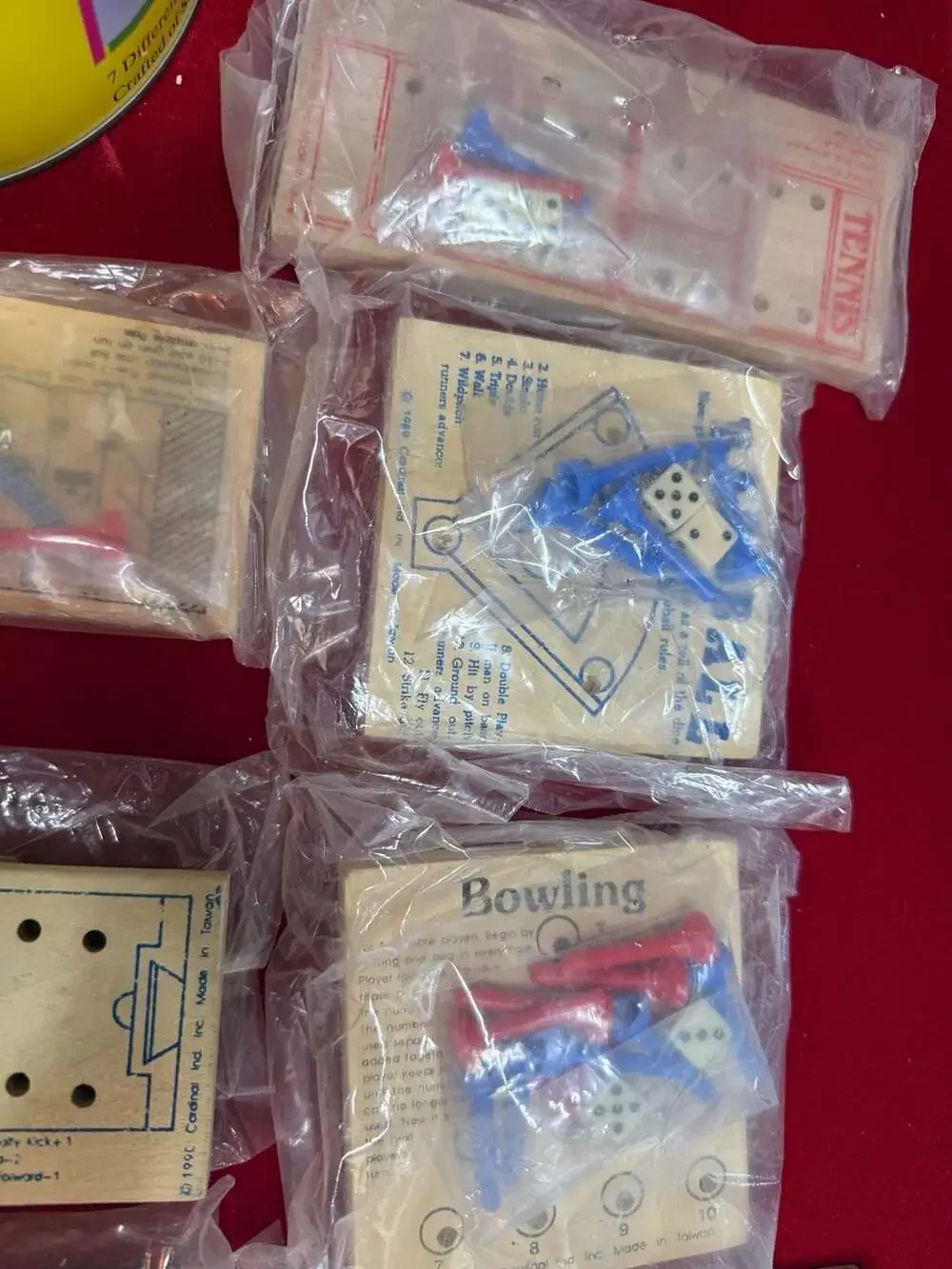 Vintage 1990 Sport Teasers 7 Wood Peg Games in Tin by Cardinal Industries(d)